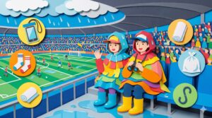 雨の日のサッカー観戦で絶対に濡れたくない方必見！年間20試合以上スタジアムに通う筆者が、必須の防水持ち物10選やポンチョの選び方、服装、スタジアムでの過ごし方を徹底解説。子連れや初心者でも安心の実体験に基づくノウハウが満載です。
