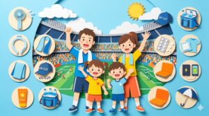 夏のサッカー観戦で熱中症を防ぐための必須持ち物11選！年間20試合以上スタジアムに通う筆者が、ハンディファンやアイスリングなどの冷却グッズ、日差し対策アイテム、子連れに最適な日陰の座席選び（メインスタンド）などを徹底解説します。