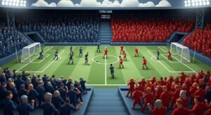 ガンバ大阪とヴィッセル神戸が激突する2025年11月9日の関西ダービー、吹田スタジアムの熱戦を予感させるシーン