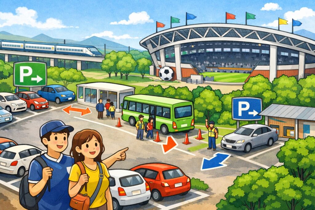 ケーズデンキスタジアム水戸の駐車場を公式・臨時・予約で整理し、混雑傾向と帰りがラクになる選び方をまとめたガイド