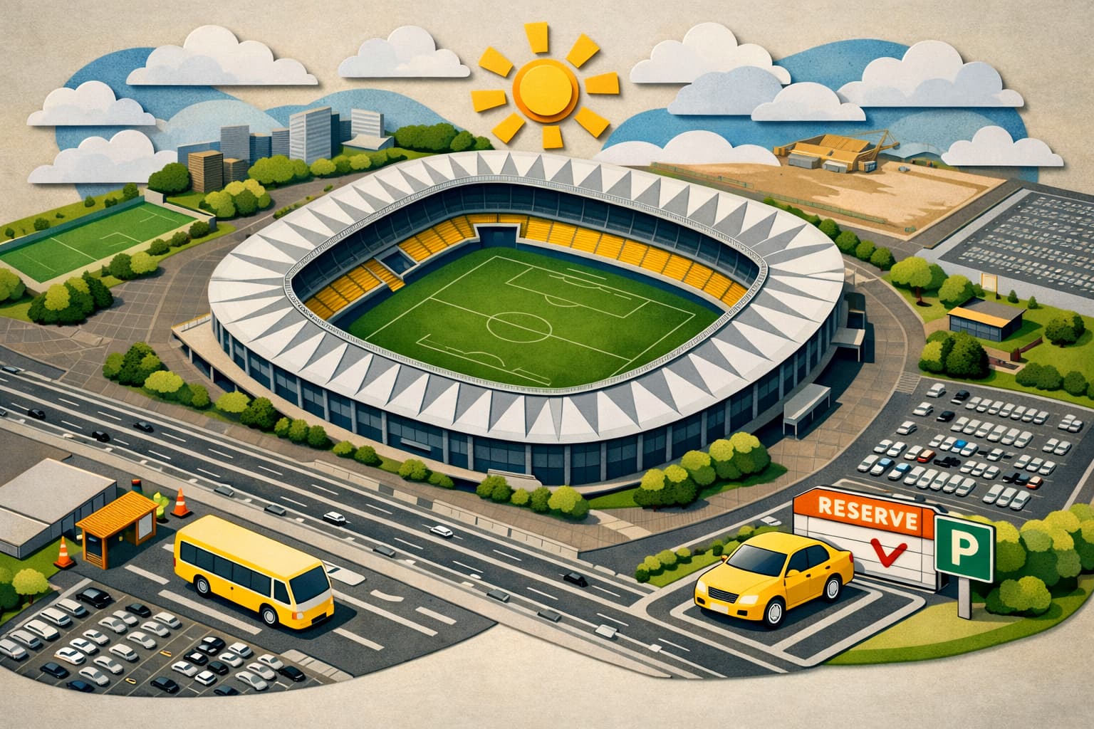 フクダ電子アリーナの駐車場情報をわかりやすくまとめた記事。公式駐車場、予約駐車場、周辺駐車場、混雑回避のコツまで確認できます