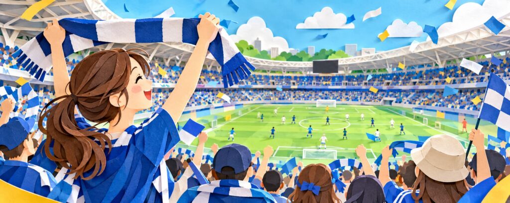 サッカー観戦マナーを初心者向けに徹底解説。チケット購入、スタジアムへのアクセス、駐車場、必要な持ち物、服装、応援ルール、アウェイ観戦の注意点まで、初めてのJリーグ観戦を安心して楽しむためのポイントを紹介。